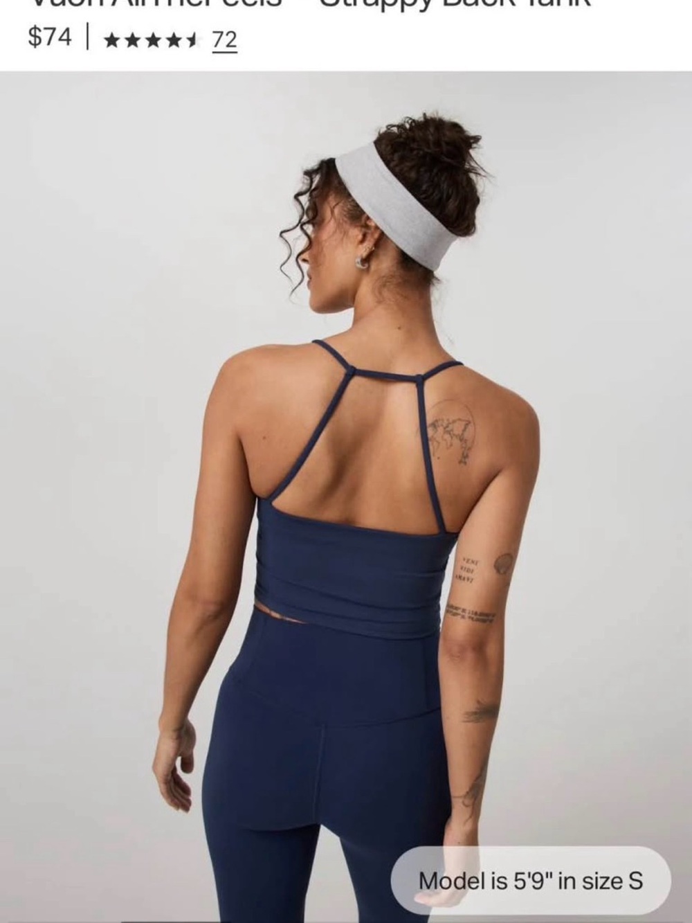 Vuori Navy Asymmetrical Crop Tank - Picture 4 of 4